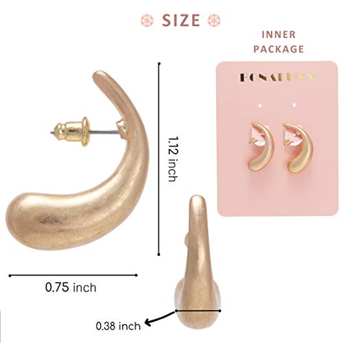 BONALUNA De las Mujeres Vintage Agua encrespada de la gotita Diseño Pendiente del Perno Prisionero Simple Oro