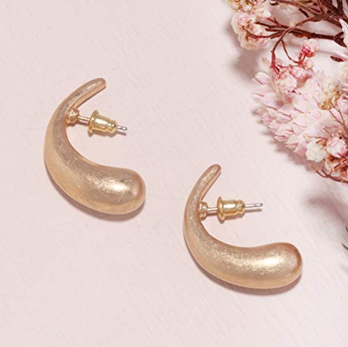 BONALUNA De las Mujeres Vintage Agua encrespada de la gotita Diseño Pendiente del Perno Prisionero Simple Oro