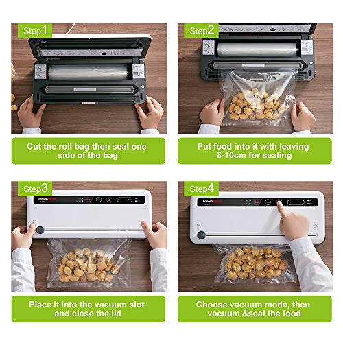 Bonsenkitchen Rollos al Vacio para Envasadora al Vacío, 6 Rollos 28 x 300cm Bolsas de Vacio Gofradas para Conservación de Alimentos y Sous Vide Cocina & Boilable,sin BPA - VB8005