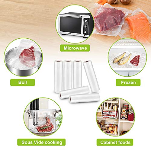 Bonsenkitchen Rollos al Vacio para Envasadora al Vacío, 6 Rollos 28 x 300cm Bolsas de Vacio Gofradas para Conservación de Alimentos y Sous Vide Cocina & Boilable,sin BPA - VB8005