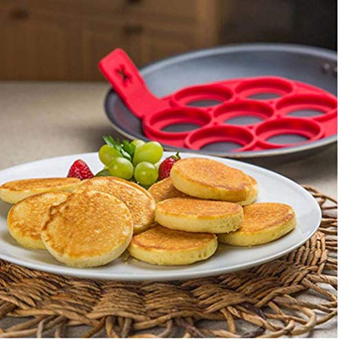 Bontand Moldes Moldes Panqueque Anillo del Huevo Frito Reutilizable De Silicona Antiadherente Panqueque Fabricante De Huevo Anillo Hacer Rápidamente Un Pastel para Accesorios Cocina 7 Hoyos