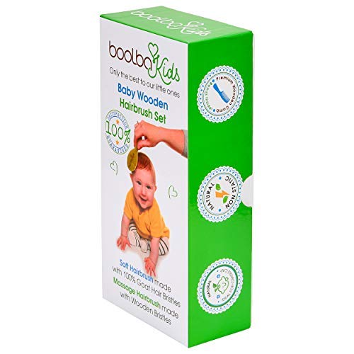 Boolba Kids Juego 3 Piezas de Peine y Cepillo de Madera Para Bebé y Niños
