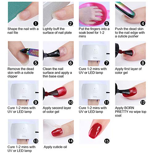 BORN PRETTY esmaltes semipermanentes Gel UV Set de esmaltes de uñas, 6 botellas de 6 ml, serie desnuda Color puro, empapa del esmalte de uñas de arte de uñas