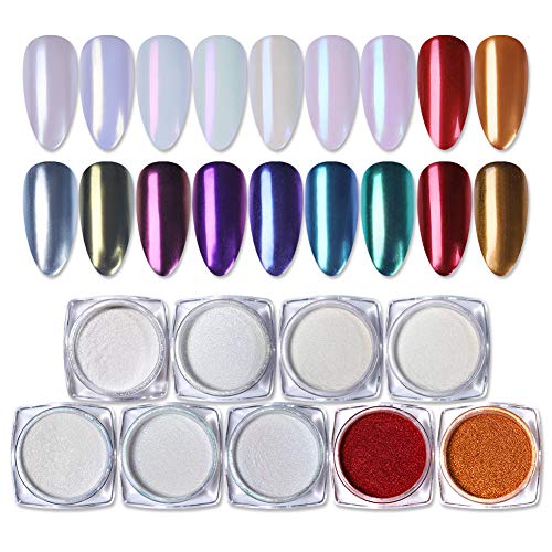 Born Pretty Mirror Powder, 1 g, dorado, azul, púrpura, para manicura, uñas, con purpurina, pigmentos cromados