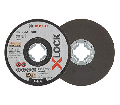 Bosch Professional 260925C118 Disco de Corte Standard for INOX Acero Inoxidable, X-Lock, Ø 115 mm, diámetro del Orificio Ø 22,23 mm, Accesorio para Amo