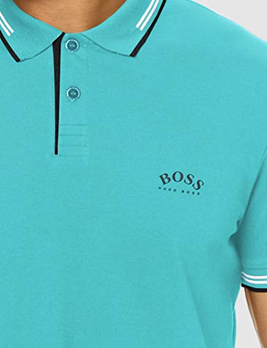BOSS Paul Curved Polo, Azul (Open Blue 488), XS para Hombre