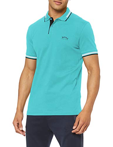 BOSS Paul Curved Polo, Azul (Open Blue 488), XS para Hombre