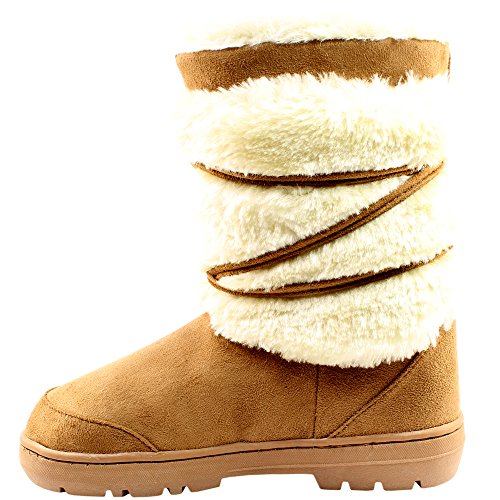 Botas de invierno impermeables, con pompones, para mujer, color Marrón, talla 35.5