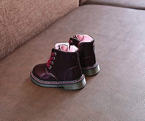 Botas Militares para Niños Niñas Unisex Invierno Moda PAOLIAN Zapatos para Bebé Niñas Primeros Pasos Fiesta Zapatillas Exterior Botines de Agua Niños Charol Planos con Cordones Otoño