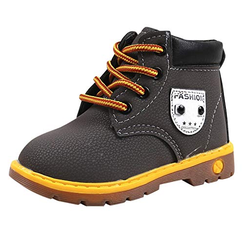 Botas Militares para Unisex Bebé Niños Niñas Otoño Invierno 2018 Moda PAOLIAN Botines Planos con Cordones Zapatos de Primeros Pasos para Niños Fiesta Calzado de Cuero Zapatillas Exterior