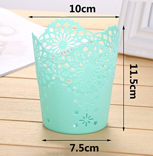 Bote para lápices, bolígrafos, brochas de maquillaje iTemer, diseño con flores caladas, hecho de plástico resistente, organizador para casa, oficina, color Weiss