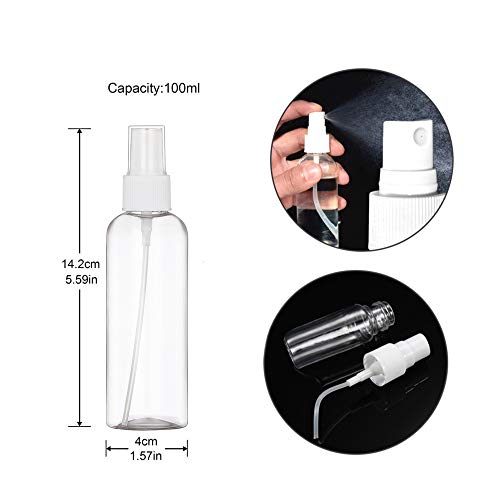 Bote Spray Botella de Aerosol Vacío Plástico Fina Atomizador Transparente Niebla (1 pack con 4 botes, 100ml plástico, vacíos, para perfume)