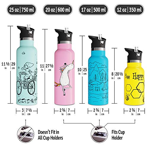 Botella de agua aislada al vacío de doble pared con tapa de pajita y tapa deportiva, simple termo de acero inoxidable para niños, sin BPA, respetuoso con el medio ambiente, sin sudor, acabado moderno, Hydro taza 12oz 17oz 20oz 25oz, Botella de agua de imi