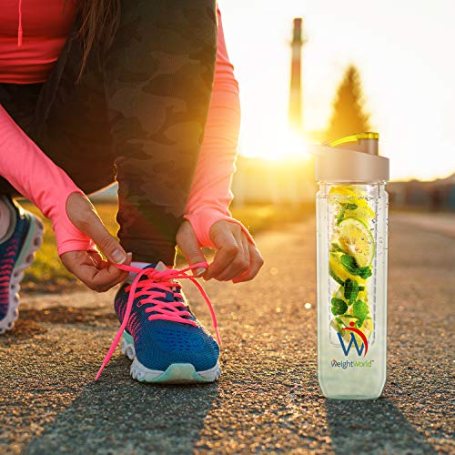 Botella de Agua Infusor para Frutas y Verduras | Botella Reutilizable de 800ml con Filtro para Disfrutar del Agua Mineral con sabores | Para llevar a Yoga, la Oficina o el Gimnasio | WeightWorld
