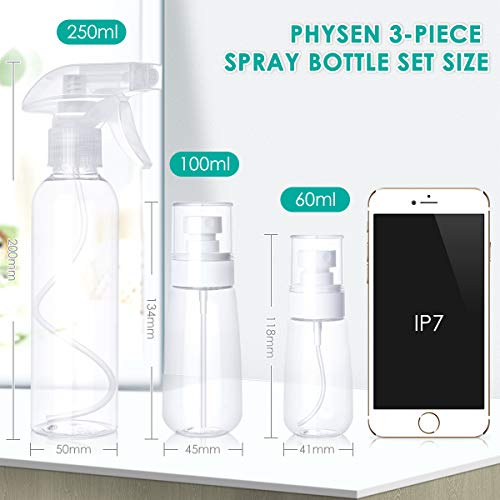 Botella de spray PHYSEN botella de spray de alcohol vacía y transparente, botella de spray de planta botella cosmética atomizador de perfume, niebla de spray súper fina Adecuado para artículos para el