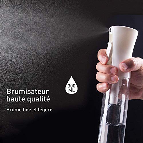 Botella Frasco de Spray, Botella Pulverizador Agua Peluqueria Fina Niebla Continuo Pulverizador Recargable spray Rizos pulverizar para Pelo Cara plantas, limpieza, 300ml