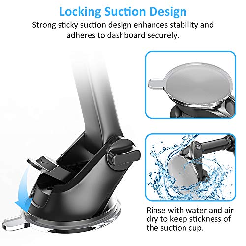 Bovon Soporte Móvil para Coche, 360° Rotación Magnético Salpicadero Soporte Móvil para Coche con Brazo Ajustable, Soporte Telefono Coche con Ventosa Fuerte Compatible con iPhone, Samsung, HTC, etc