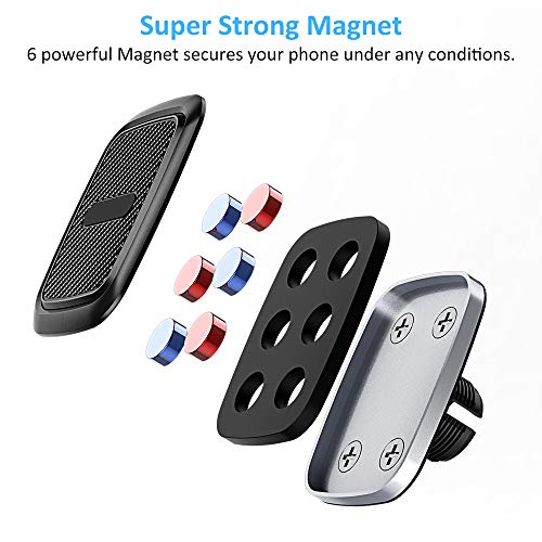 Bovon Soporte Móvil para Coche, 360° Rotación Magnético Salpicadero Soporte Móvil para Coche con Brazo Ajustable, Soporte Telefono Coche con Ventosa Fuerte Compatible con iPhone, Samsung, HTC, etc