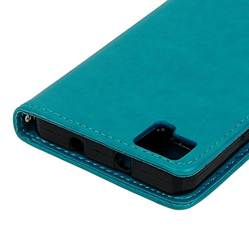 bq Aquaris M5 Funda Libro de Cuero Impresión Con Tapa y Cartera,Correa de mano - Mavis's Diary Carcasa PU Leather Con TPU Silicona Case Interna Suave,Soporte Plegable,Ranuras para Tarjetas y Billetera,Cierre Magnético - Diseño de Mariposa y Flor,Azul