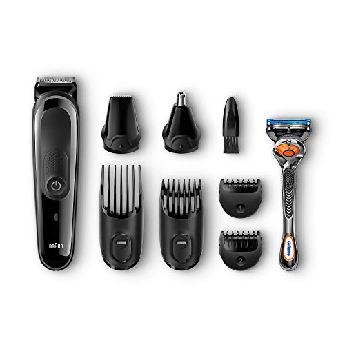 Braun MGK3060 Corta Barbas Hombre 8En1 Recortadora Barba y Cortapelos para Nariz y Orejas, Pequeños Detalles, Cuchillas de Larga Duración, Maquinilla Gillette Fusion5 ProGlide con Tecnología FlexBall