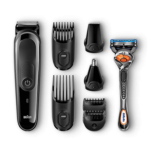Braun MGK3060 Corta Barbas Hombre 8En1 Recortadora Barba y Cortapelos para Nariz y Orejas, Pequeños Detalles, Cuchillas de Larga Duración, Maquinilla Gillette Fusion5 ProGlide con Tecnología FlexBall