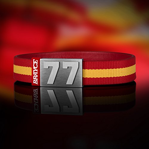 BRAYCE Pulsera de Espagna número del 00 al 99 en los Colores del Club Rojo/Amarillo: una Joya para Aficionados y Clubs (fútbol, Balonmano, Baloncesto, Hockey sobre Hielo)