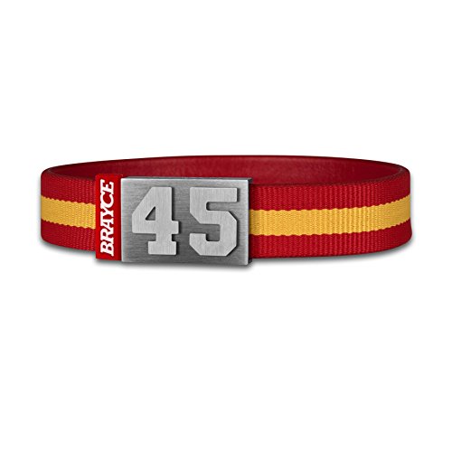 BRAYCE Pulsera de Espagna número del 00 al 99 en los Colores del Club Rojo/Amarillo: una Joya para Aficionados y Clubs (fútbol, Balonmano, Baloncesto, Hockey sobre Hielo)