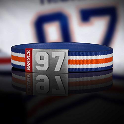 BRAYCE Pulsera número del 00 al 99 en los Colores del Club Azul/Naranja/Blanco: una Joya para Aficionados y Clubs (fútbol, Balonmano, Baloncesto, Hockey sobre Hielo)