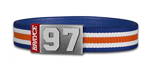 BRAYCE Pulsera número del 00 al 99 en los Colores del Club Azul/Naranja/Blanco: una Joya para Aficionados y Clubs (fútbol, Balonmano, Baloncesto, Hockey sobre Hielo)