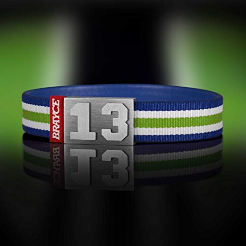 BRAYCE Pulsera número del 00 al 99 en los Colores del Club Azul/Verde/Blanco: una Joya para Aficionados y Clubs (fútbol, Balonmano, Baloncesto, Hockey sobre Hielo)