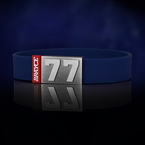 BRAYCE Pulsera número del 00 al 99 en los Colores del Club azuro Navy : una Joya para Aficionados y Clubs (fútbol, Balonmano, Baloncesto, Hockey sobre Hielo)