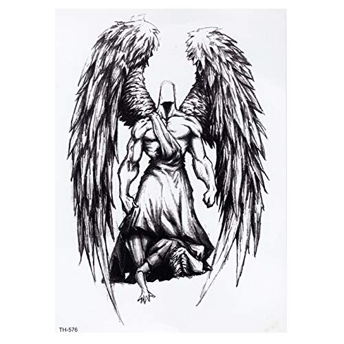 Brazo Hombro Tatuajes Temporales Cruz/Ángel/Fénix, 5 Hojas Grande Tatuaje Temporales Mangas Negro Tatuaje Cuerpo Pegatinas Para Adultos Hombre Mujer Niños,Artes Corporales Pegatinas Fiesta Club