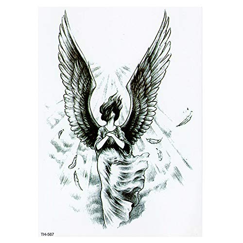 Brazo Hombro Tatuajes Temporales Cruz/Ángel/Fénix, 5 Hojas Grande Tatuaje Temporales Mangas Negro Tatuaje Cuerpo Pegatinas Para Adultos Hombre Mujer Niños,Artes Corporales Pegatinas Fiesta Club