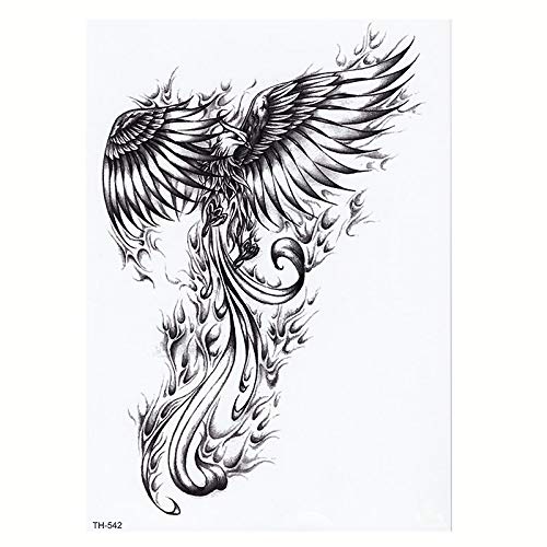 Brazo Hombro Tatuajes Temporales Cruz/Ángel/Fénix, 5 Hojas Grande Tatuaje Temporales Mangas Negro Tatuaje Cuerpo Pegatinas Para Adultos Hombre Mujer Niños,Artes Corporales Pegatinas Fiesta Club