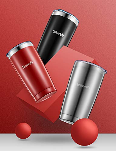 Brewsly Termo Cafe 600ml, 12 h Caliente y 24 h Frío, Botella Termica de Acero Inoxidable, Aislamiento de Vacío de Doble Pared Vaso Termico, Sin BPA, Tapa a Prueba de Fugas, para Café, Té, Negro