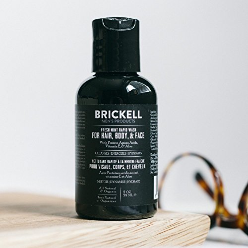 Brickell Men's Products – Gel de Ducha Todo en Uno – Gel Limpiador Corporal 3 en 1 Natural y Orgánico para Hombres (Aroma Menta Fresca) – 59 ml