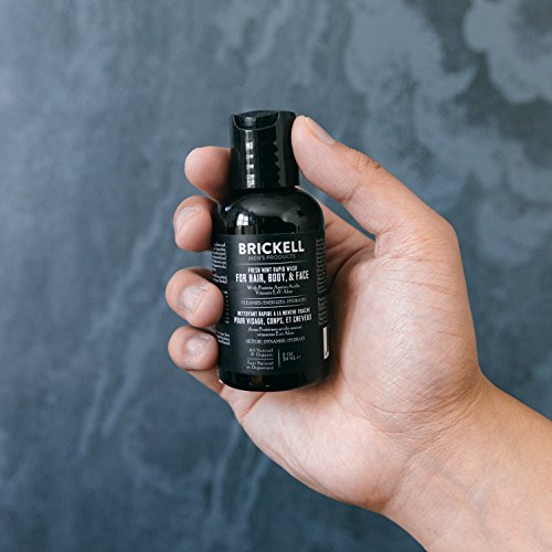 Brickell Men's Products – Gel de Ducha Todo en Uno – Gel Limpiador Corporal 3 en 1 Natural y Orgánico para Hombres (Aroma Menta Fresca) – 59 ml