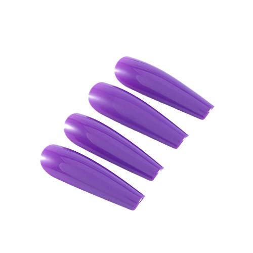 Brishow - Clavos postizos para ataúd, color puro, color puro, con tapa completa, prensado de acrílico para mujeres y niñas (morado)