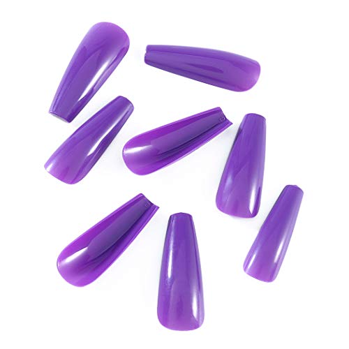 Brishow - Clavos postizos para ataúd, color puro, color puro, con tapa completa, prensado de acrílico para mujeres y niñas (morado)