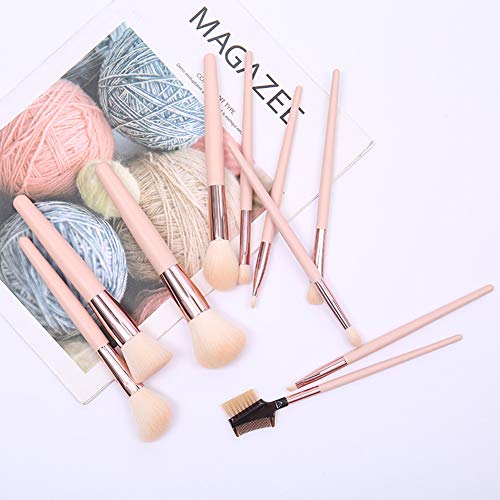 Brochas de Maquillaje, Brochas Maquillaje Profesional Vegano/Sintético set brochas maquillaje brochas ojos Cosmética, rosa(10pcs)