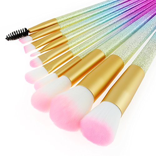 Brochas de Maquillaje, i-dragon 10pcs Colorful Rainbow Make Up base de maquillaje sombra de ojos colorete en polvo mezcla de las pestañas Cepillo Herramienta cosmética maquillaje cepillo conjunto