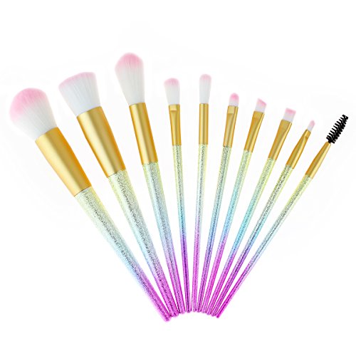Brochas de Maquillaje, i-dragon 10pcs Colorful Rainbow Make Up base de maquillaje sombra de ojos colorete en polvo mezcla de las pestañas Cepillo Herramienta cosmética maquillaje cepillo conjunto