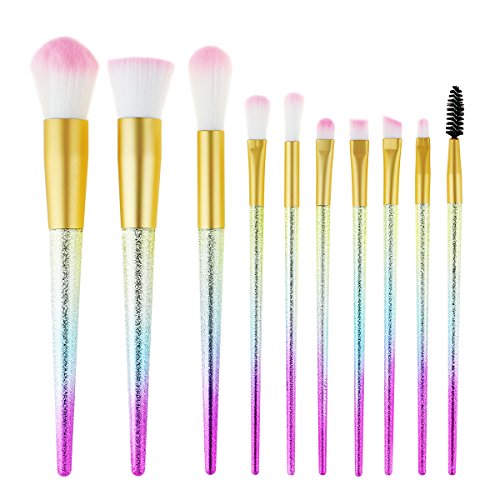 Brochas de Maquillaje, i-dragon 10pcs Colorful Rainbow Make Up base de maquillaje sombra de ojos colorete en polvo mezcla de las pestañas Cepillo Herramienta cosmética maquillaje cepillo conjunto