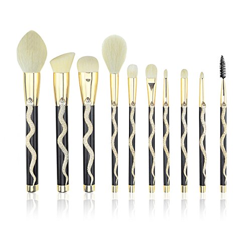 Brochas para Maquillaje,10 Piezas Juego de cepillo de maquillaje Estereoscópica serpiente Totem Face Professional Eye Shadow Fundación Blush Lip Cosmetic Pinceles Herramienta