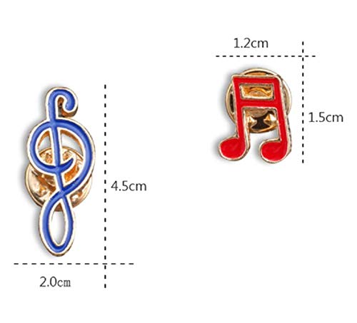 Broches Y Alfileres para Niña,Diseño Creativo Dibujos Animados Nota Musical Broche Rojo Azul Esmalte Pin Insignia De Moda Broches Ropa Decoración Joyería,Rojo