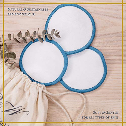 Brooke & Wallace Beauty and Skincare | 16 Pack Complete Kit with Headband | Reusable Makeup Remover Pads | Luxury Premium Face Wipes | Natural Bamboo