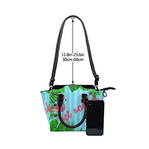 BROWCIN Tropical Monstera Palm Banana Leaf Pink Fuente Consigue Flamingo Desnudo Desmontable Moda Tendencia Bolso de las señoras Bolso de hombro