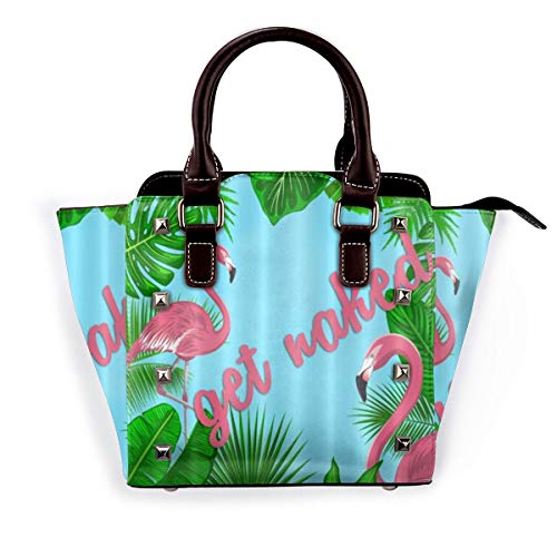 BROWCIN Tropical Monstera Palm Banana Leaf Pink Fuente Consigue Flamingo Desnudo Desmontable Moda Tendencia Bolso de las señoras Bolso de hombro