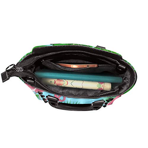 BROWCIN Tropical Monstera Palm Banana Leaf Pink Fuente Consigue Flamingo Desnudo Desmontable Moda Tendencia Bolso de las señoras Bolso de hombro