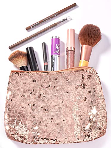 BRUBAKER Cosmetics Set de Baño y Ducha"Cherry Blossom Skin + Spa" con Aroma a Cerezo en Flor - Set de regalo de 4 piezas - en caja de regalo de purpurina rosa + bolsa de cosméticos